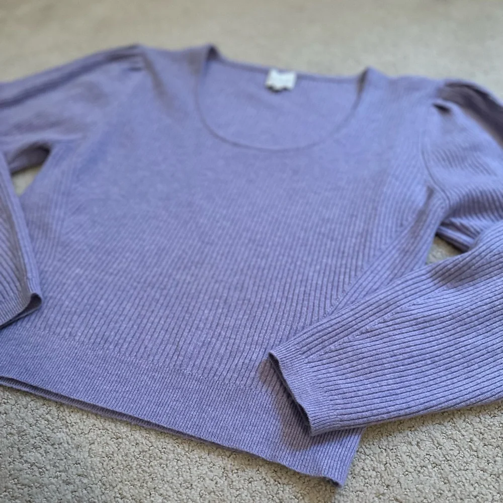 The Westside Kaia Purple Lavender Wool Cashmere Ribbed Knit Spring Sweater Large